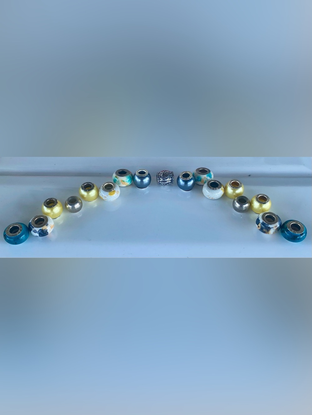 17pc Beads/Charm Set ~ Blues & Yellows
